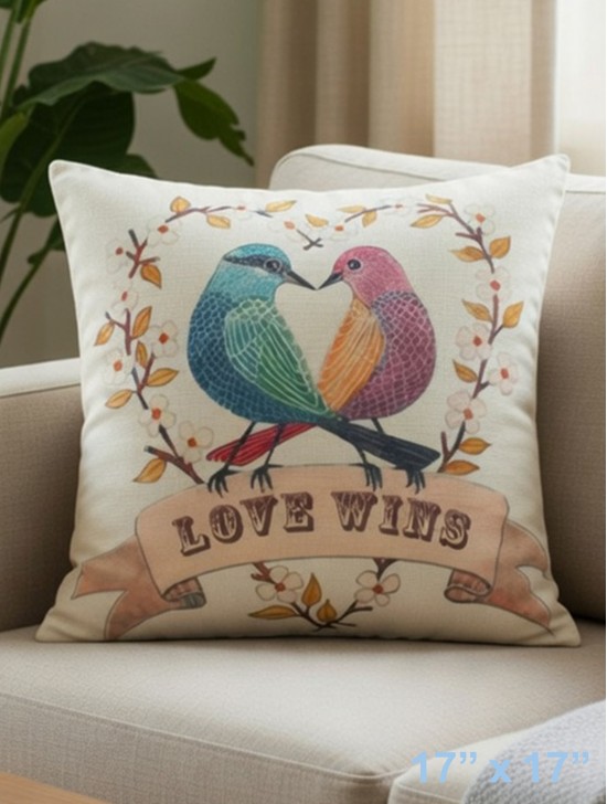 Birds Print Cushion Cover & Filler